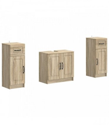 vidaXL 3 Piece Bathroom Cabinet Set UTRECHT 3 pcs Sonoma Oak
