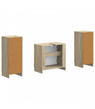 vidaXL 3 Piece Bathroom Cabinet Set UTRECHT 3 pcs Sonoma Oak