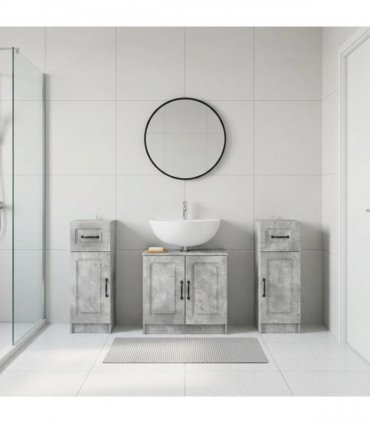vidaXL 3 Piece Bathroom Cabinet Set UTRECHT 3 pcs Concrete Grey