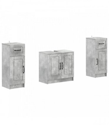 vidaXL 3 Piece Bathroom Cabinet Set UTRECHT 3 pcs Concrete Grey