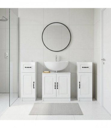 vidaXL 3 Piece Bathroom Cabinet Set UTRECHT 3 pcs High Gloss White
