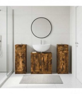vidaXL 3 Piece Bathroom Cabinet Set UTRECHT 3 pcs Smoked Oak
