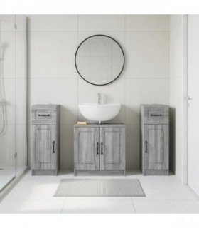 vidaXL 3 Piece Bathroom Cabinet Set UTRECHT 3 pcs Grey Sonoma