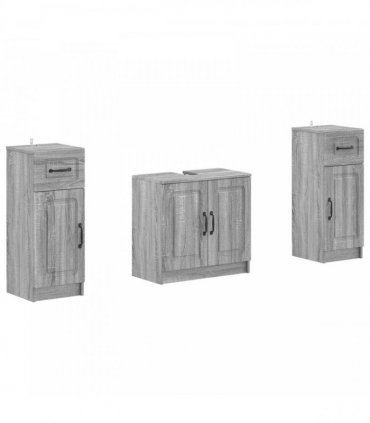 vidaXL 3 Piece Bathroom Cabinet Set UTRECHT 3 pcs Grey Sonoma
