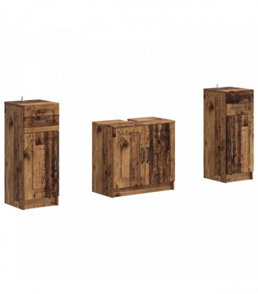 vidaXL 3 Piece Bathroom Cabinet Set UTRECHT 3 pcs Old Wood