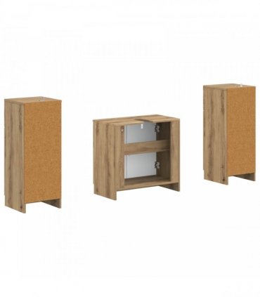 vidaXL 3 Piece Bathroom Cabinet Set UTRECHT 3 pcs Artisan Oak