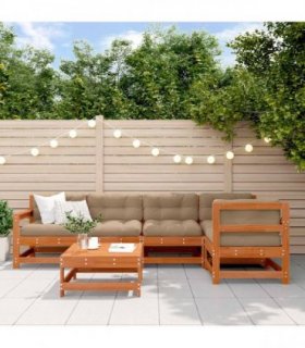 vidaXL Garden Lounge Set 6 pcs Wax Brown Solid Pine Wood
