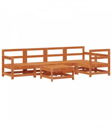 vidaXL Garden Lounge Set 6 pcs Wax Brown Solid Pine Wood