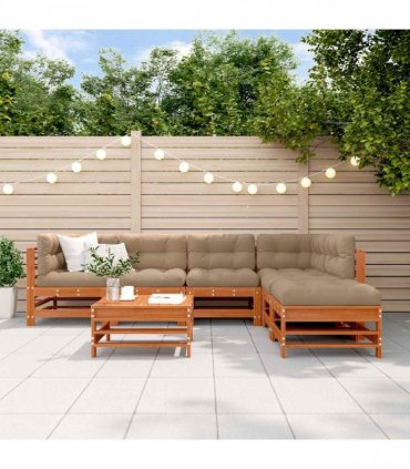 vidaXL Garden Lounge Set 7 pcs Wax Brown Solid Pine Wood