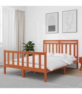vidaXL Bed Frame Wax Brown 150 x 200 cm Solid Pine Wood