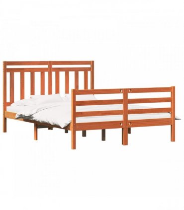 vidaXL Bed Frame with Headboard Wax Brown 160 x 200 cm