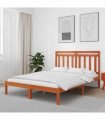 vidaXL Bed Frame Wax Brown 205.5 x 145.5 x 100 cm Solid Pine Wood
