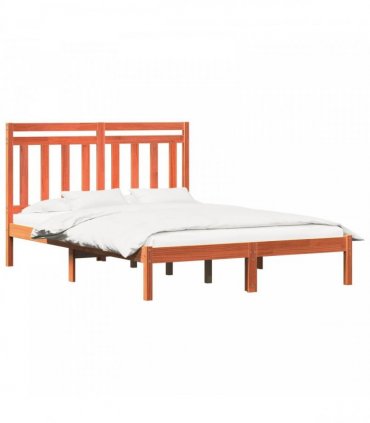 vidaXL Bed Frame Wax Brown 205.5 x 145.5 x 100 cm Solid Pine Wood