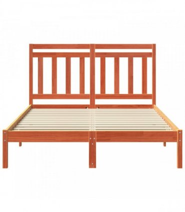 vidaXL Bed Frame Wax Brown 205.5 x 145.5 x 100 cm Solid Pine Wood