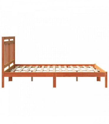 vidaXL Bed Frame Wax Brown 205.5 x 145.5 x 100 cm Solid Pine Wood