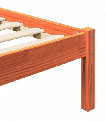 vidaXL Bed Frame Wax Brown 205.5 x 145.5 x 100 cm Solid Pine Wood