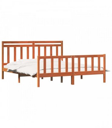 vidaXL Bed Frame Wax Brown 180 x 200 cm Solid Pine Wood