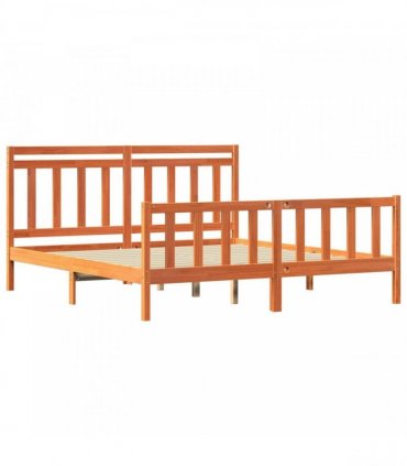 vidaXL Bed Frame Wax Brown 180 x 200 cm Solid Pine Wood