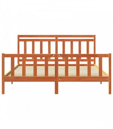 vidaXL Bed Frame Wax Brown 180 x 200 cm Solid Pine Wood