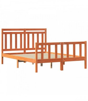 vidaXL Bed Frame Wax Brown 160 x 200 cm Solid Pine Wood