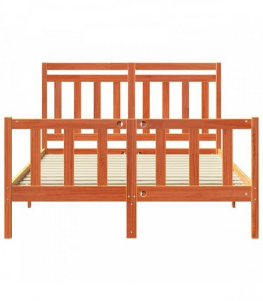 vidaXL Bed Frame Wax Brown 160 x 200 cm Solid Pine Wood