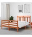 vidaXL Bed Frame with Headboard Wax Brown 140 x 200 cm