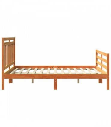 vidaXL Bed Frame with Headboard Wax Brown 140 x 200 cm
