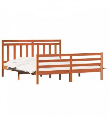 vidaXL Bed Frame with Headboard Wax Brown 180 x 200 cm
