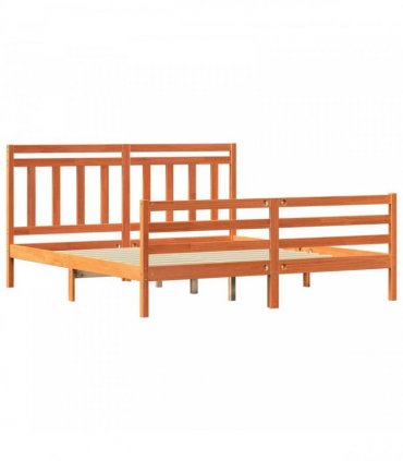 vidaXL Bed Frame with Headboard Wax Brown 180 x 200 cm