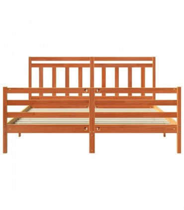 vidaXL Bed Frame with Headboard Wax Brown 180 x 200 cm
