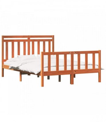 vidaXL Bed Frame Wax Brown 140 x 200 cm Solid Pine Wood