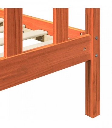 vidaXL Bed Frame Wax Brown 140 x 200 cm Solid Pine Wood