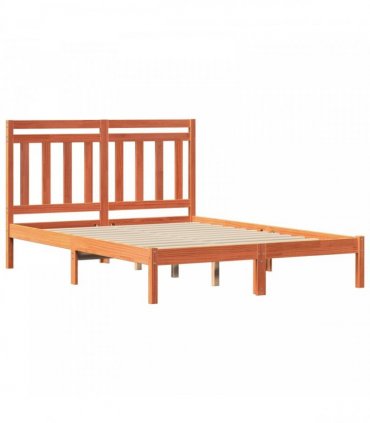 vidaXL Bed Frame Wax Brown 205.5 x 155.5 x 100 cm Solid Pine Wood