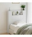 vidaXL Storage Headboard with LED White Engineered Wood
