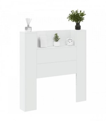 vidaXL Storage Headboard with LED White Engineered Wood