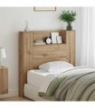 vidaXL Storage Headboard with LED Artisan Oak Engineered Wood