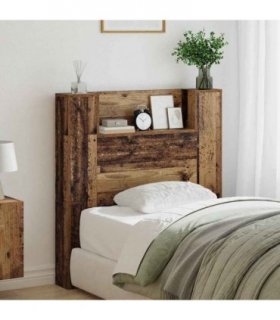 vidaXL Storage Headboard with LED Old Wood Engineered Wood