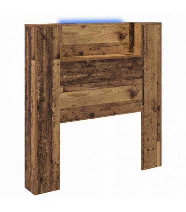 vidaXL Storage Headboard with LED Old Wood Engineered Wood