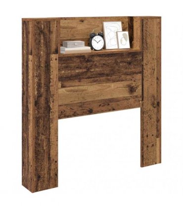 vidaXL Storage Headboard with LED Old Wood Engineered Wood