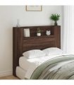 vidaXL Storage Headboard with LED Brown Oak Engineered Wood