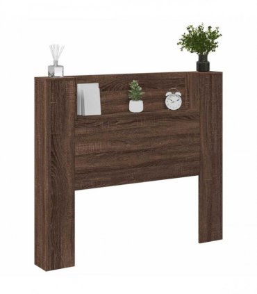 vidaXL Storage Headboard with LED Brown Oak Engineered Wood