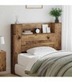 vidaXL Storage Headboard with LED Old Wood Engineered Wood