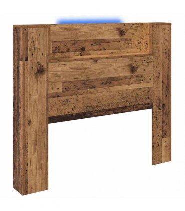 vidaXL Storage Headboard with LED Old Wood Engineered Wood