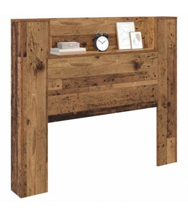 vidaXL Storage Headboard with LED Old Wood Engineered Wood