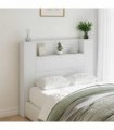 vidaXL Storage Headboard with LED White Engineered Wood