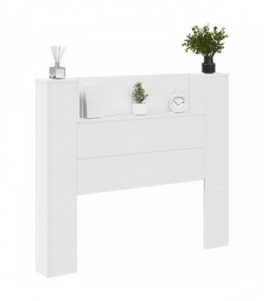 vidaXL Storage Headboard with LED White Engineered Wood