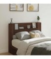 vidaXL Storage Headboard with LED Brown Oak Engineered Wood