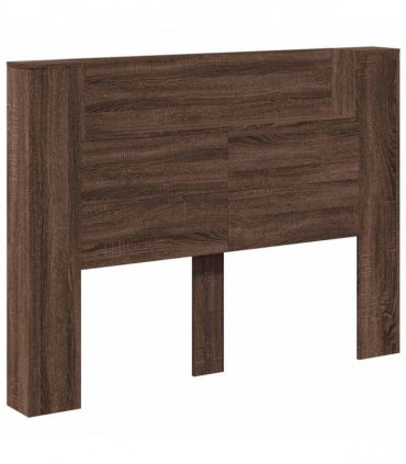 vidaXL Storage Headboard with LED Brown Oak Engineered Wood
