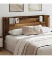 vidaXL Storage Headboard with LED Old Wood Engineered Wood
