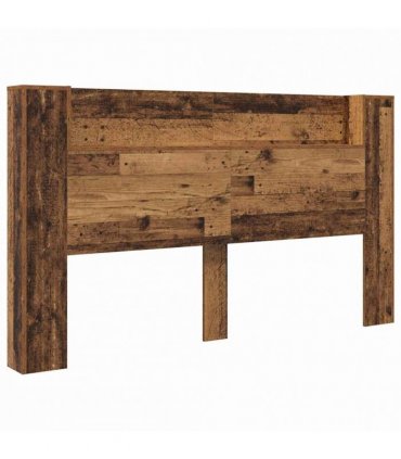 vidaXL Storage Headboard with LED Old Wood Engineered Wood